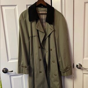 Brooks Brothers Olive Trench Coat with Black Collar
